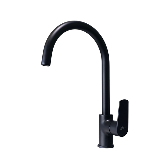 Grifo monomando para fregadero BM con cuello cisne en acero inoxidable negro - Doble temperatura