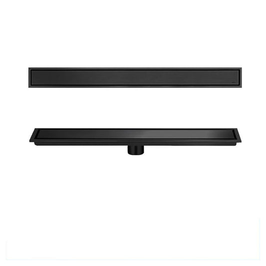 Desagüe de Baño Lineal Doble Función para Inserción de Baldosa 600x80 en Acero Inoxidable acabado Negro Mate