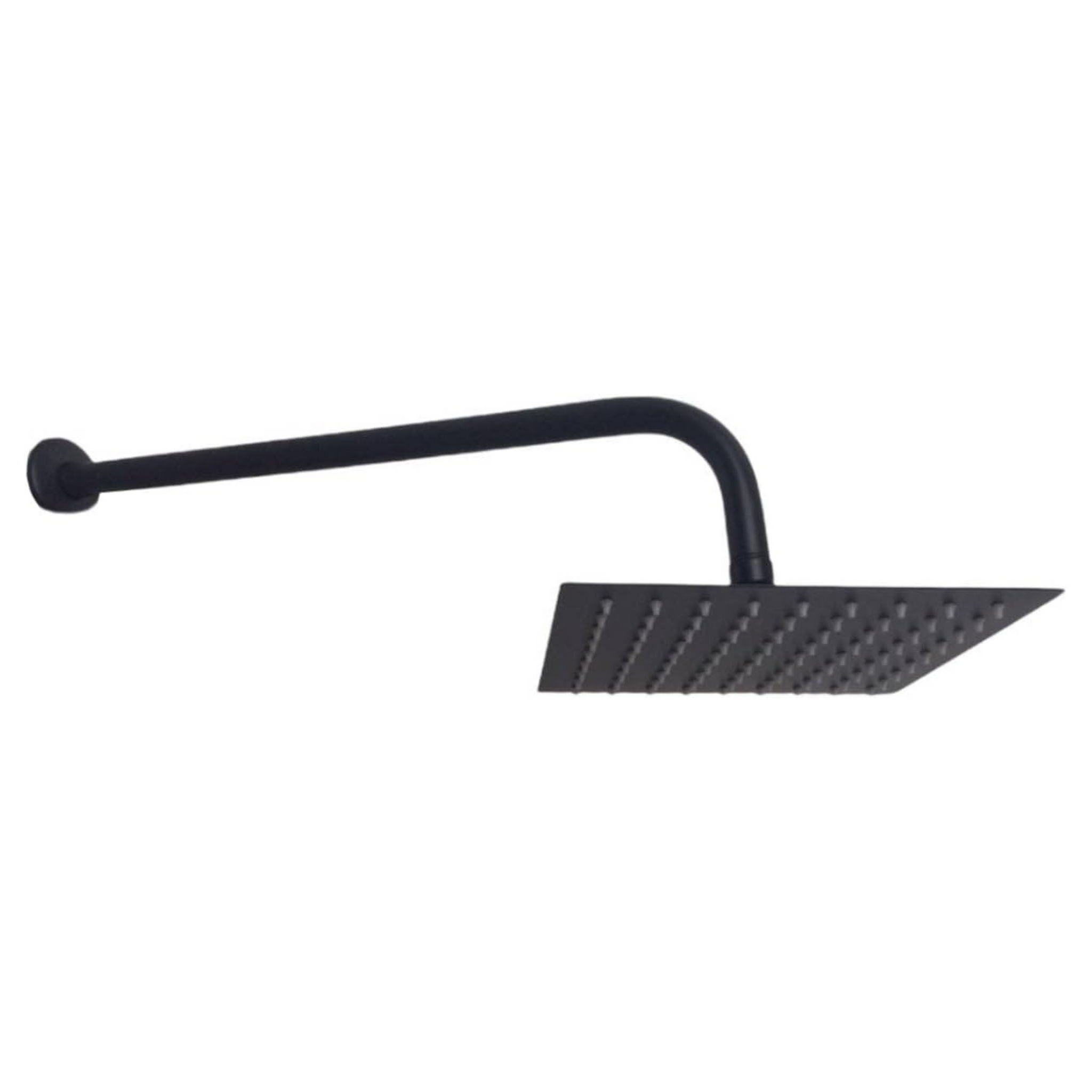 Regadera de ducha cuadrada 8″ ultradelga­da en acero inoxidable negro con tubo de 50 cm
