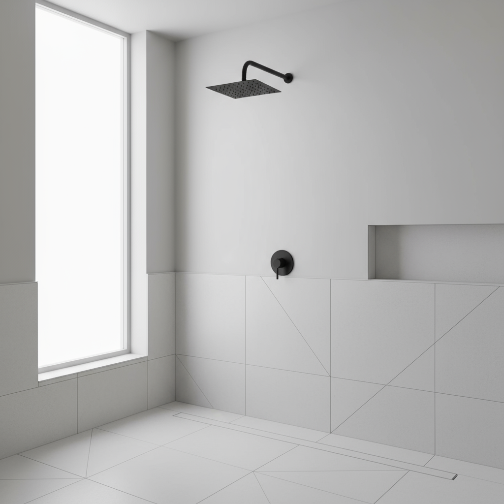 Regadera de Ducha Cuadrada Ultradelgada de 8" con Tubo de 50CM en Negro Mate