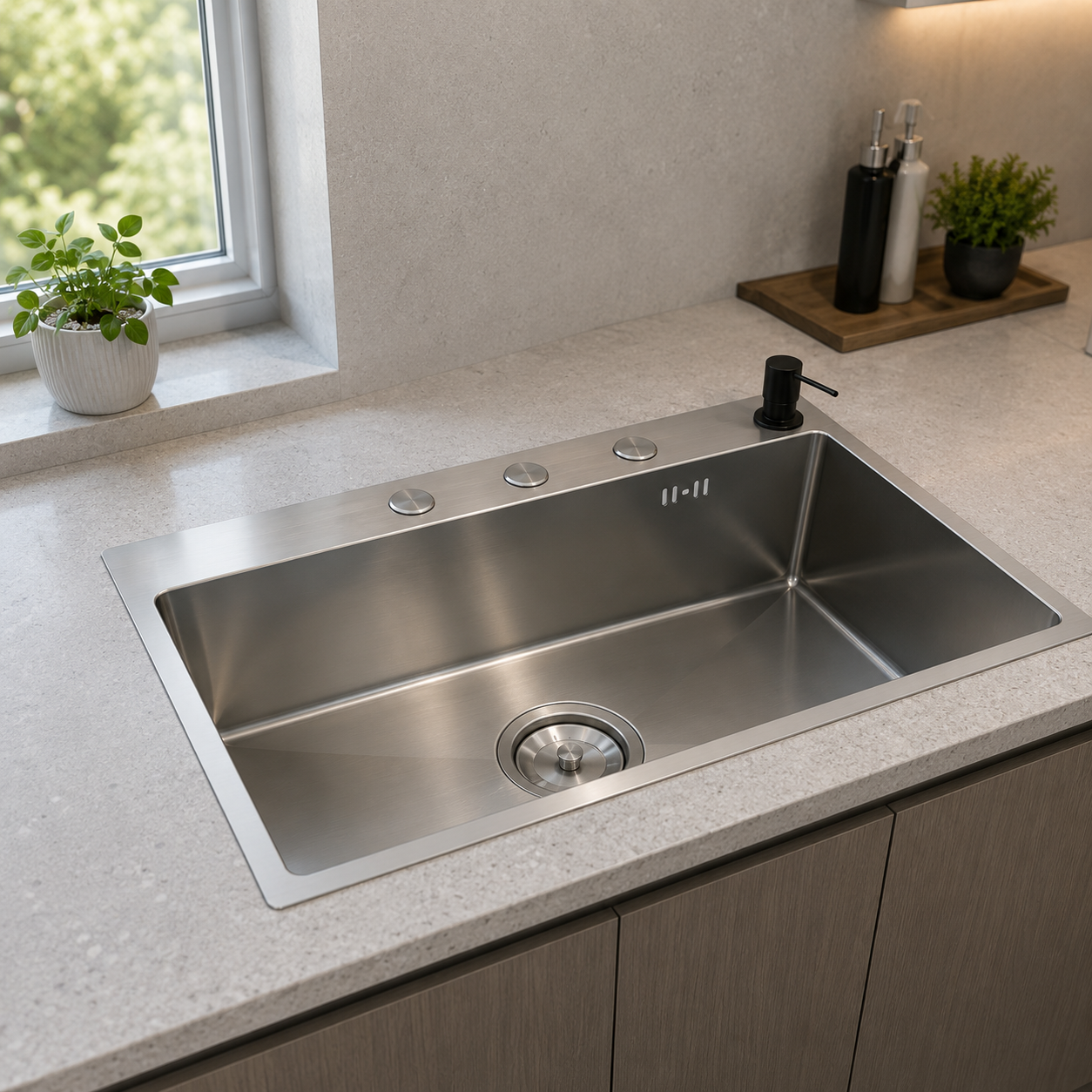 Fregadero en Acero Inoxidable Satinado – 60 × 45 cm