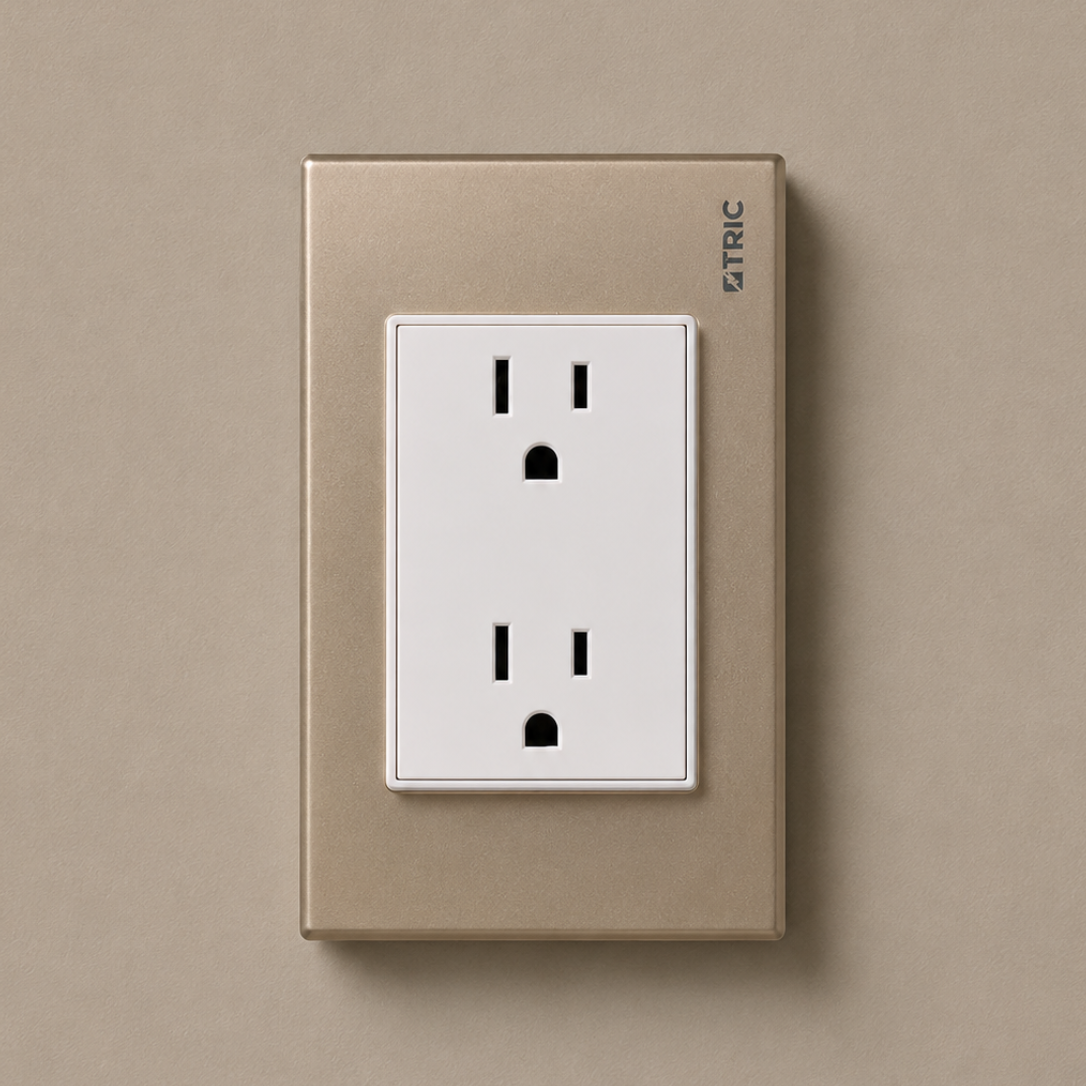 Tomacorriente doble polarizado y aterrizado 250V 15AMP - Rose gold