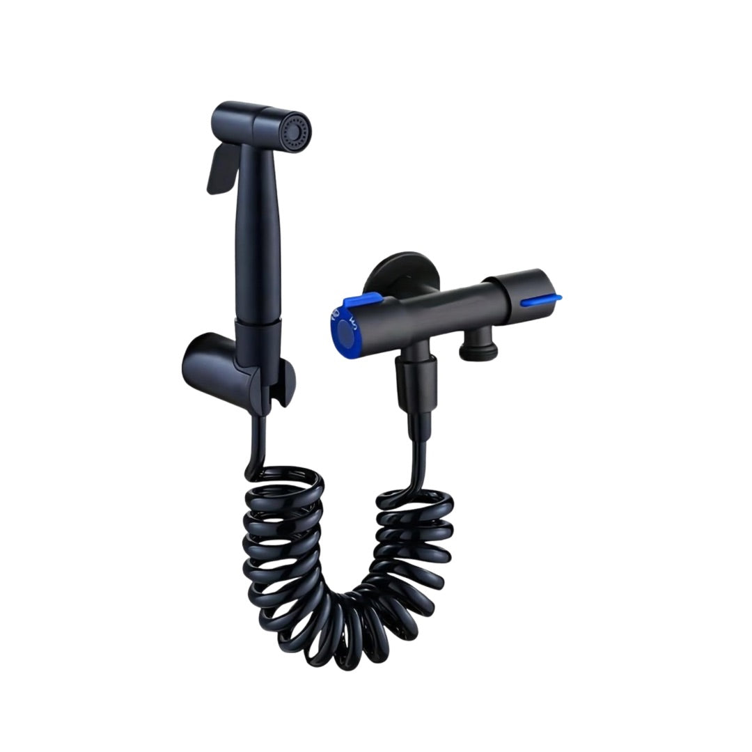 Juego de ducha higiénica tipo bidet Aquafina en acero inoxidable y ABS negro