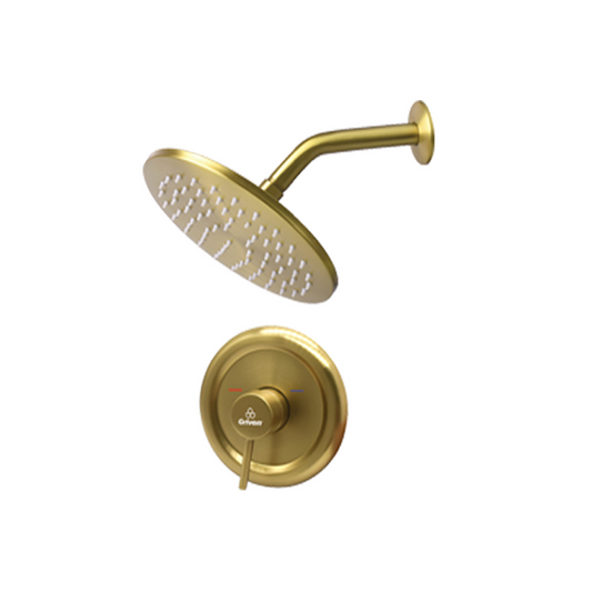 Set de Ducha con Llave de Monomando en Acero Inoxidable con Acabado Dorado