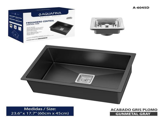 Fregador de 1 Tina en Acero Inoxidable 60CM X 45CM Acabado Gris Plomo