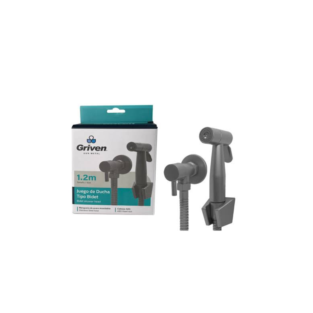 Juego de ducha higiénica tipo bidet Griven en acero inoxidable y ABS Gun Metal