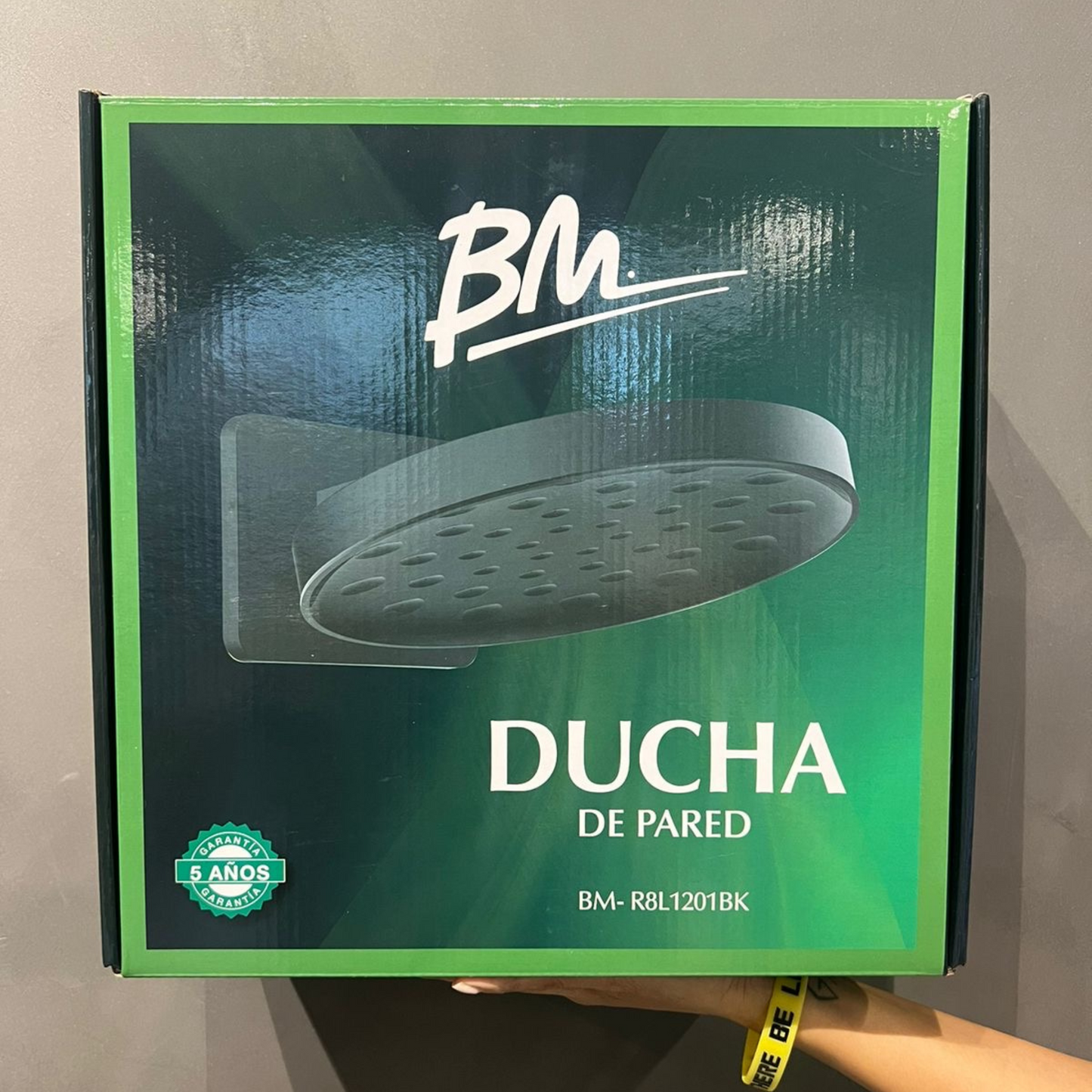 Ducha de Pared Minimalista Redonda de 12" en ABS (Negro Mate)