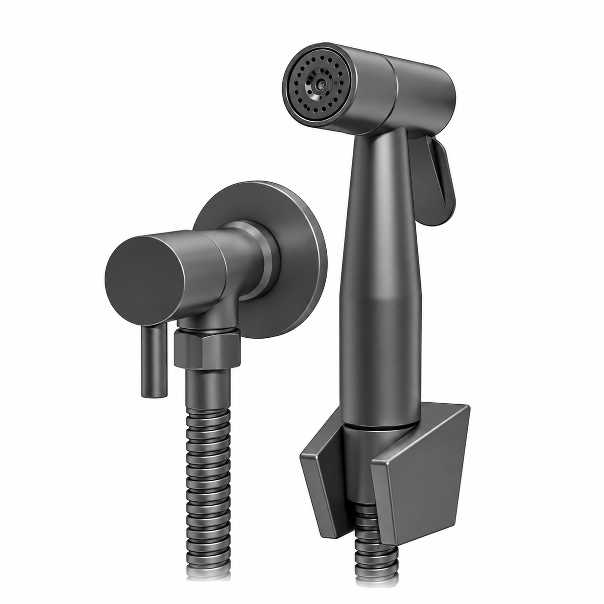 Juego de ducha higiénica tipo bidet Griven en acero inoxidable y ABS Gun Metal