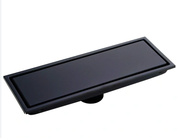Desagüe de Baño Rectangular para Inserto de Baldosa 12" x 3" en Acero Inoxidable acabado Negro