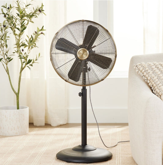 Better Homes & Gardens Nuevo Ventilador de Pie de Metal Vintage de 16 Pulgadas en Negro
