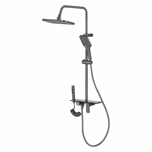Columna de ducha con 4 funciones en acabado gunmetal