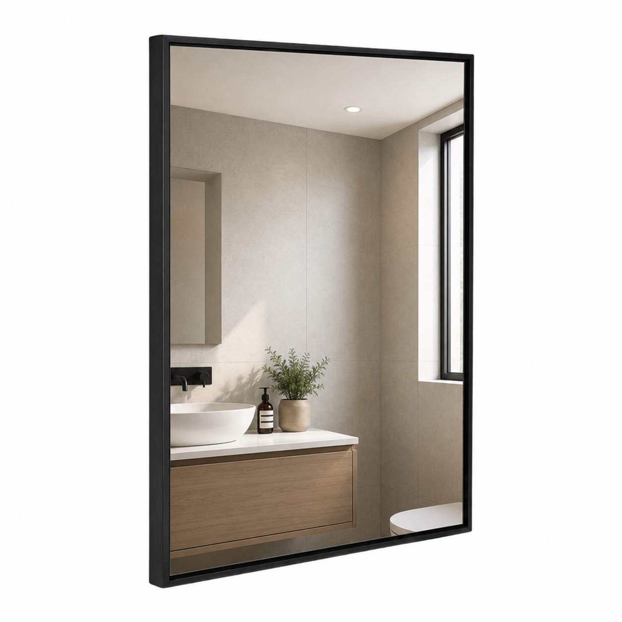 Espejo rectangular 60 x 80 cm con marco negro