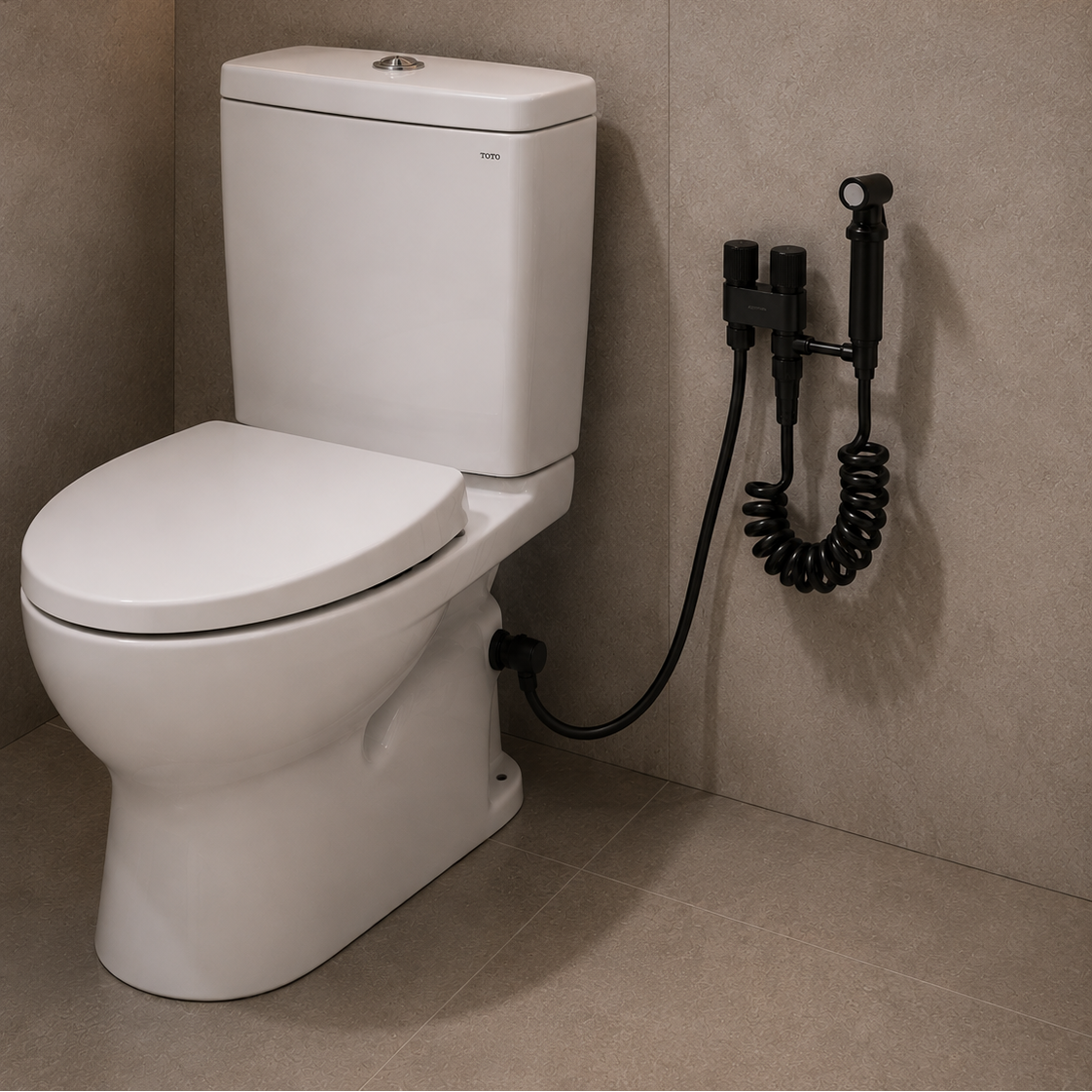 Juego de ducha higiénica tipo bidet Aquafina en acero inoxidable y ABS negro