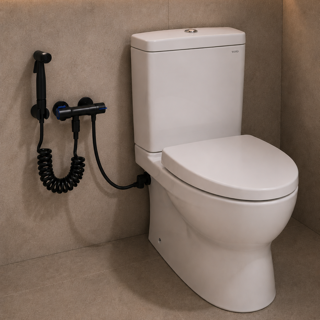Juego de ducha higiénica tipo bidet Aquafina en acero inoxidable y ABS negro