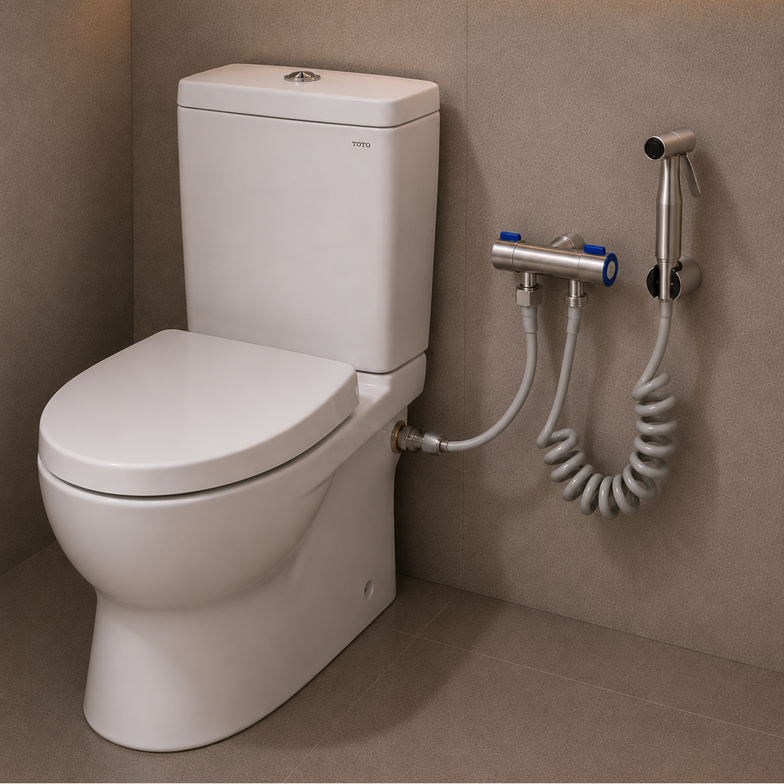 Juego de ducha higiénica tipo bidet Aquafina en acero inoxidable y ABS satinado