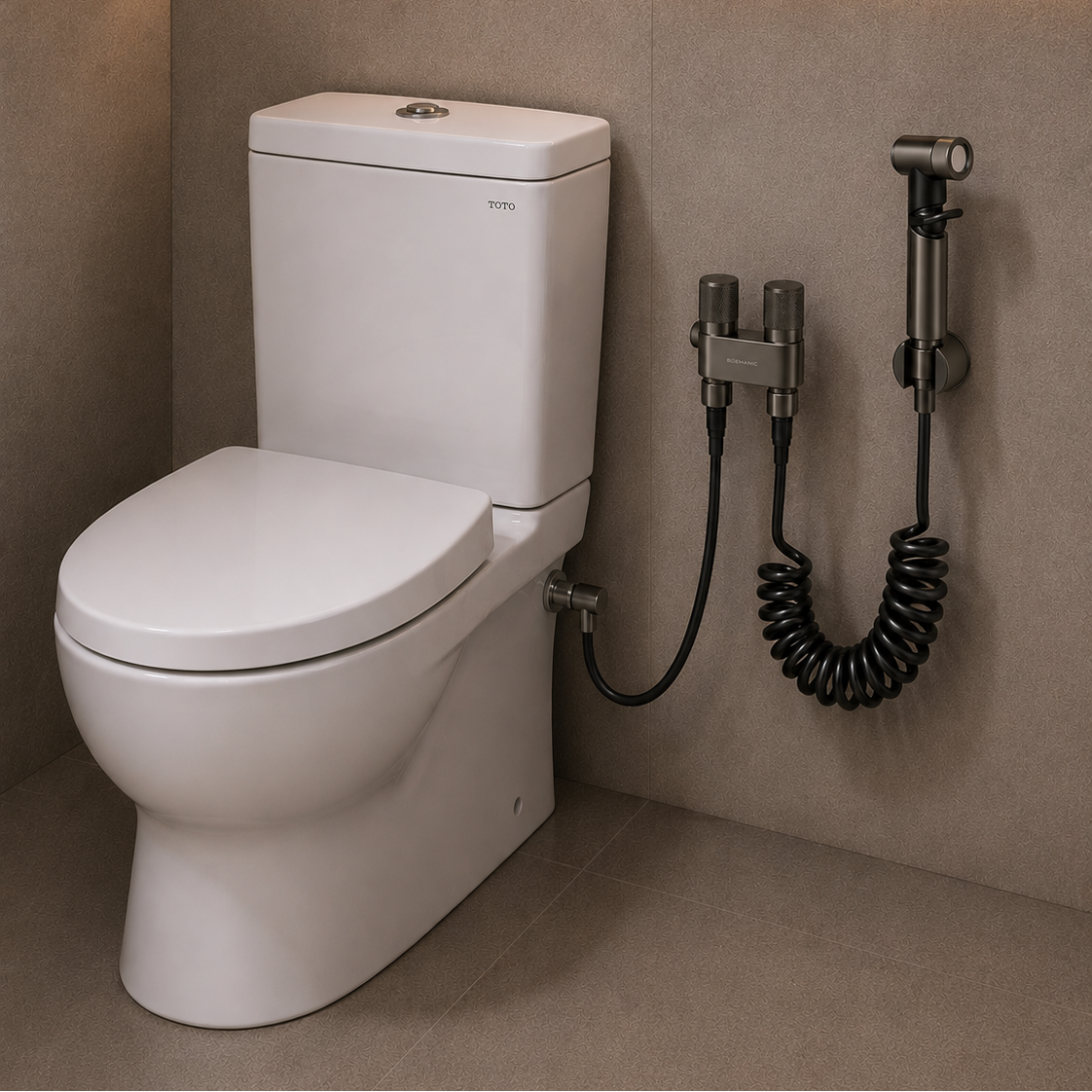Juego de ducha higiénica tipo bidet Aquafina en acero inoxidable y ABS gunmetal