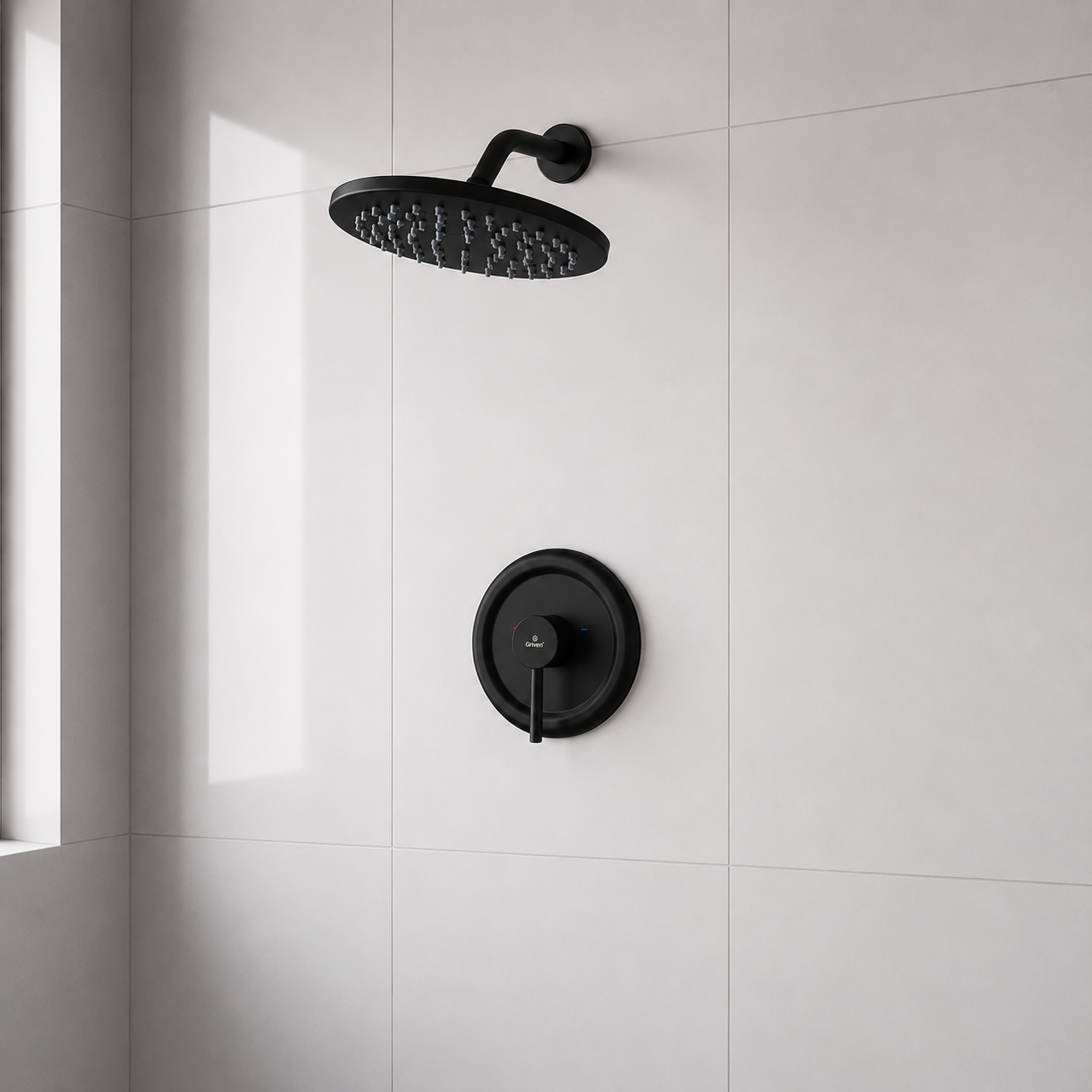 Set de Ducha con Llave de Monomando en Acero Inoxidable con Acabado Negro