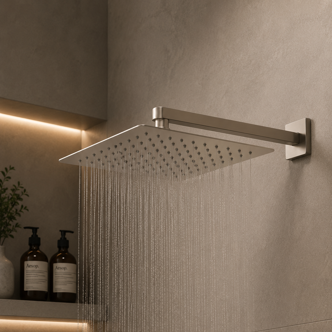 Regadera de ducha cuadrada 12" ultradelgada en acero inoxidable satinado