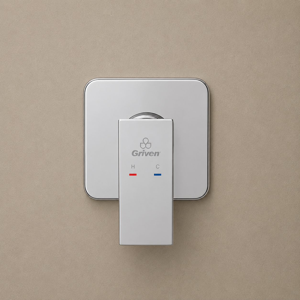 Monomando mezclador para ducha cuadrado en acero inoxidable cromado - Doble temperatura
