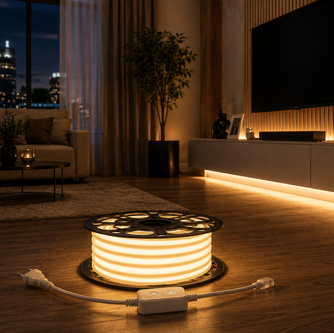 Manguera LED Neon Flex - 5 MTS. - Luz Amarilla 3000K