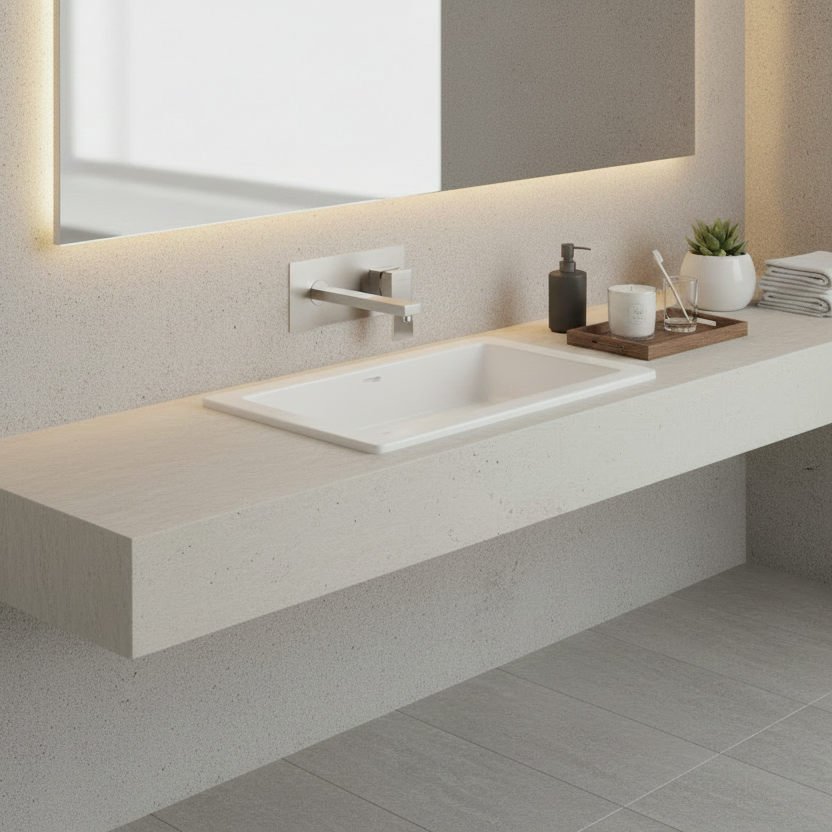 Grifo monomando de pared para lavamanos Griven en acero inoxidable satinado - Doble temperatura