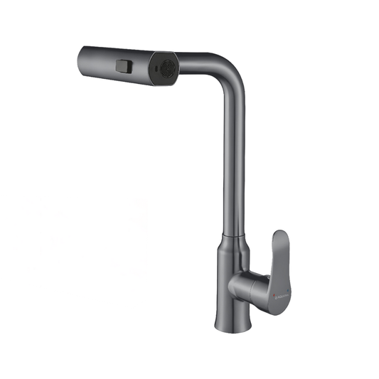 Grifo Monomando de Cocina para Fregadero Ópalo con Cuello Alto en Acero Inoxidable Gunmetal (Doble Temperatura)