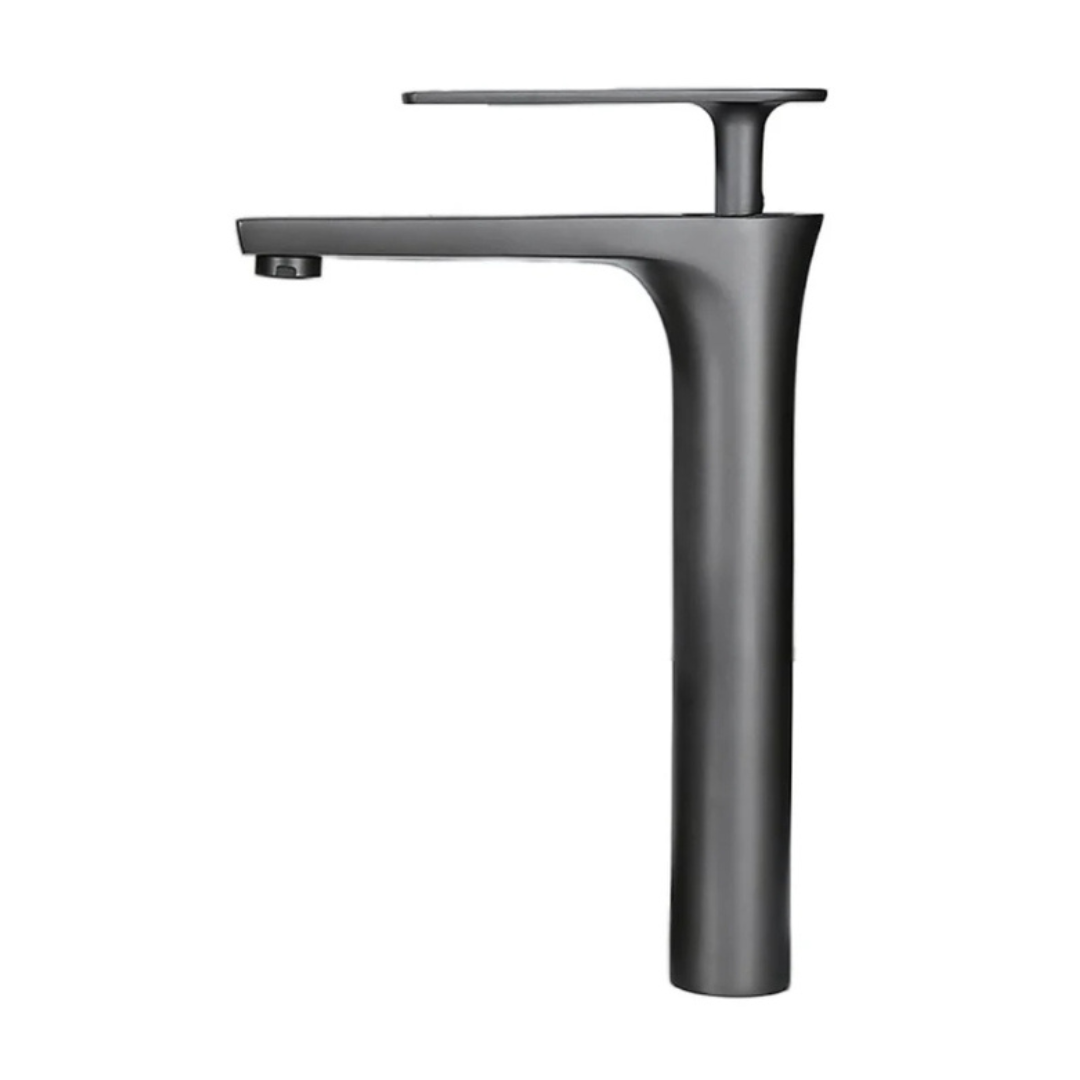Grifo monomando alto para lavamanos Sirena en acero inoxidable gunmetal - Doble temperatura