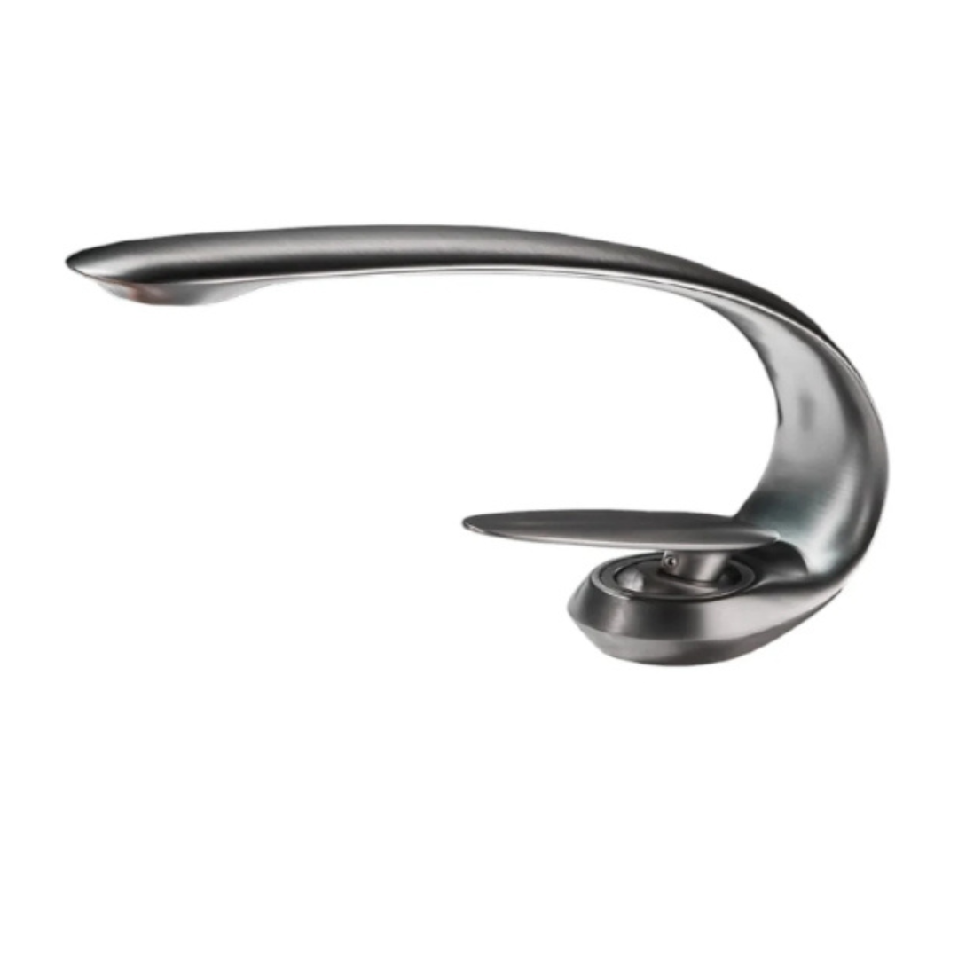 Grifo monomando bajo para lavamanos Sirena en acero inoxidable gunmetal - Doble temperatura