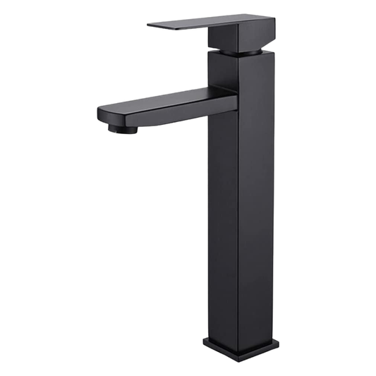 Grifo monomando alto para lavamanos Percival en acero inoxidable negro - Doble temperatura