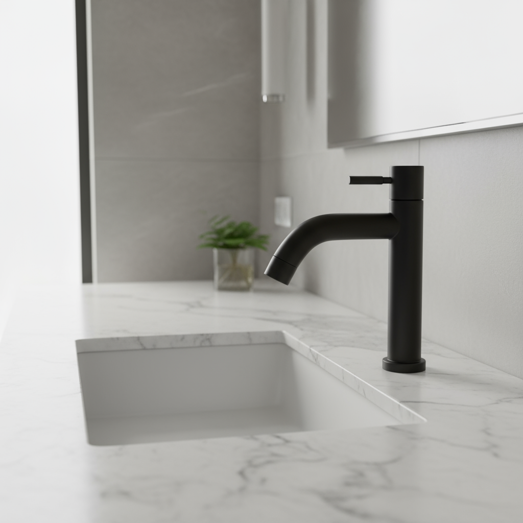 Grifo Individual para Lavamanos (Selenita) - Acabado Negro Mate