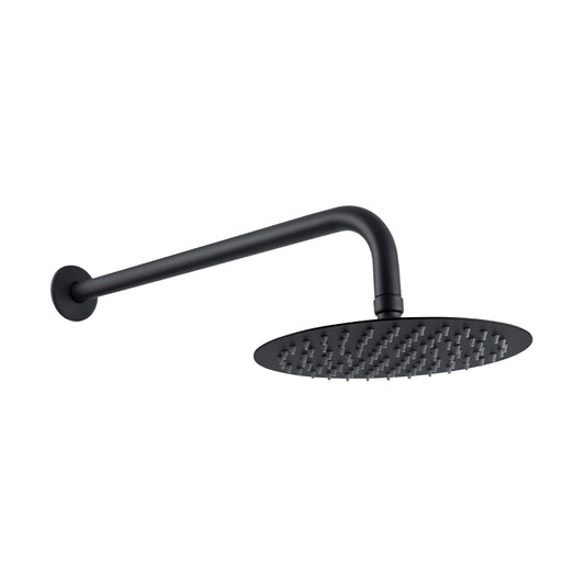 Regadera de Ducha Redonda Ultradelgada de 8" con Tubo de 50CM en Negro Mate