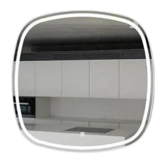Espejo Cuadrado con Iluminacion LED Indirecta y Bordes - Bajo Consumo - Luz Blanca 6,000K