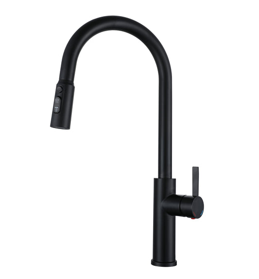 Grifo Monomando GASCO para Fregadero con Cuello Extensible - Acabado Negro