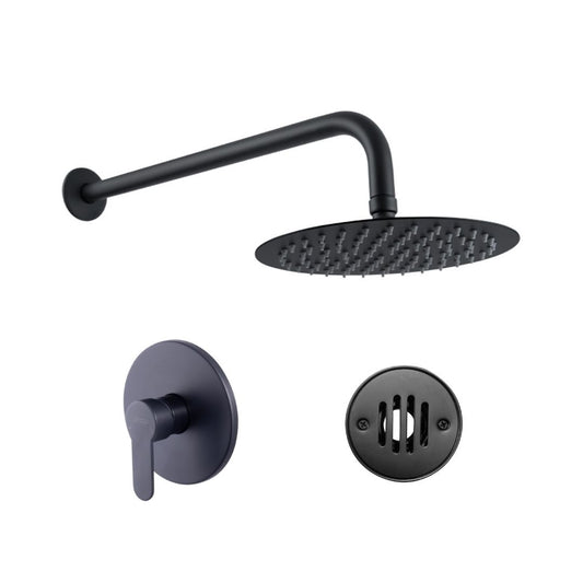 Combo Regadera de Ducha Redonda Ultradelgada de 8" con Tubo de 50CM en Negro Mate