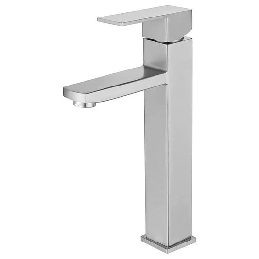 Grifo monomando alto para lavamanos Kennedy en acero inoxidable satinado - Doble temperatura