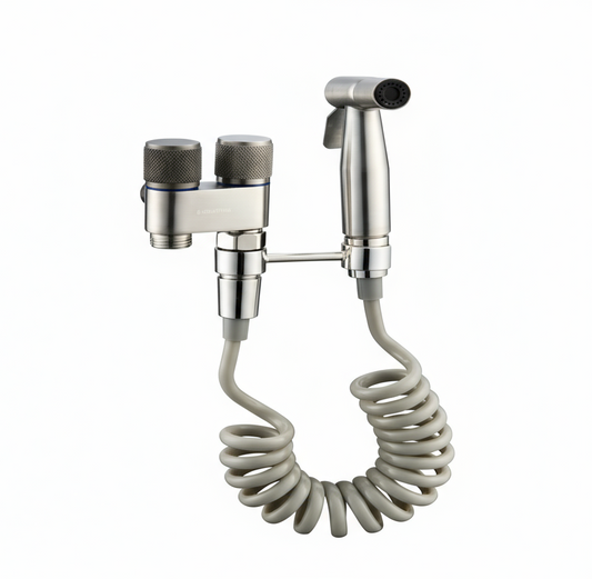 Juego de Ducha Higiénica Tipo Bidet Aquafina con acabado Satinado - ABS y Acero Inoxidable