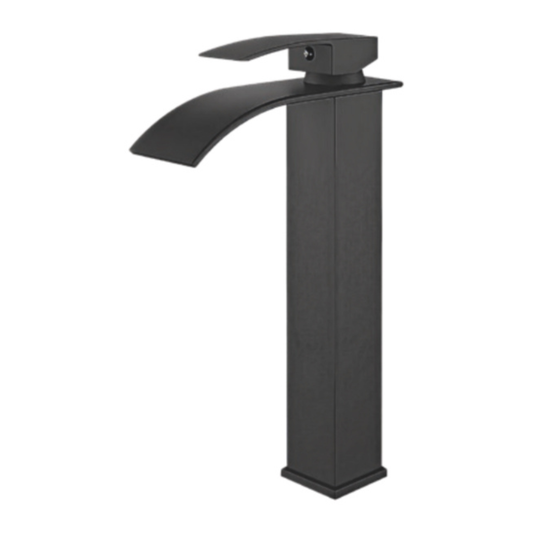 Grifo monomando alto para lavamanos Azurita en acero inoxidable negro - Doble temperatura