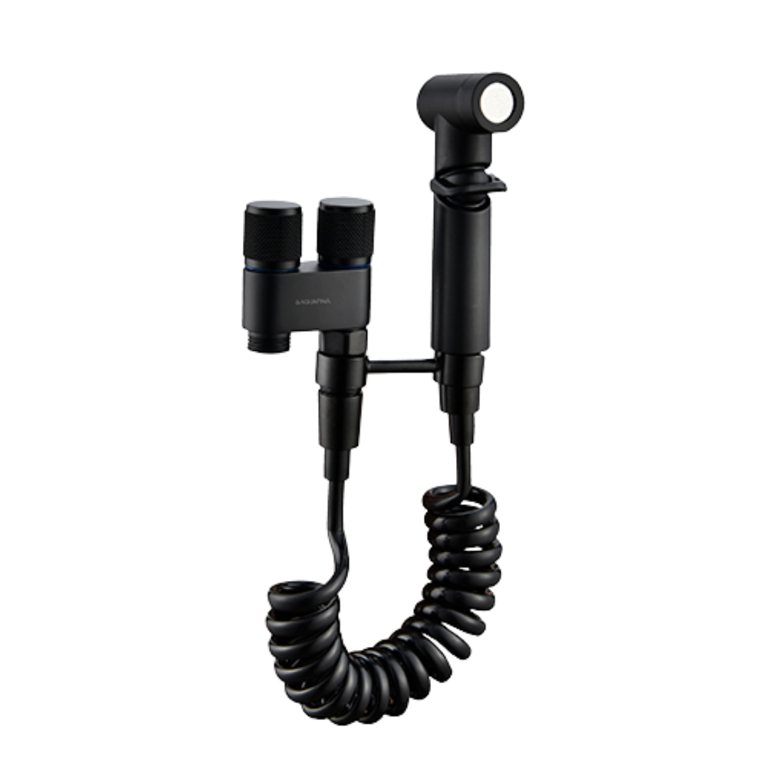 Juego de ducha higiénica tipo bidet Aquafina en acero inoxidable y ABS negro