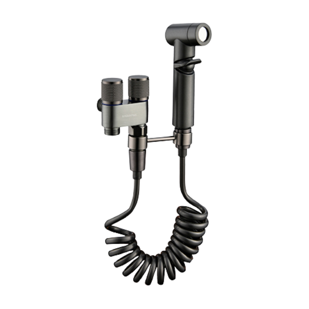 Juego de ducha higiénica tipo bidet Aquafina en acero inoxidable y ABS gunmetal