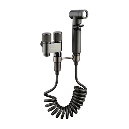 Juego de ducha higiénica tipo bidet Aquafina en acero inoxidable y ABS gunmetal