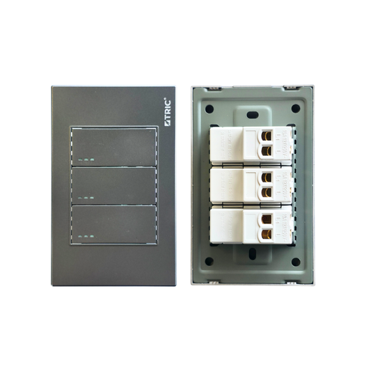 Interruptor triple estándar 127V 10AMP - Gris