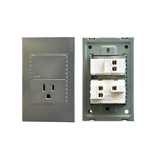 Tomacorriente con interruptor sencillo estándar 127V 10AMP - Gris