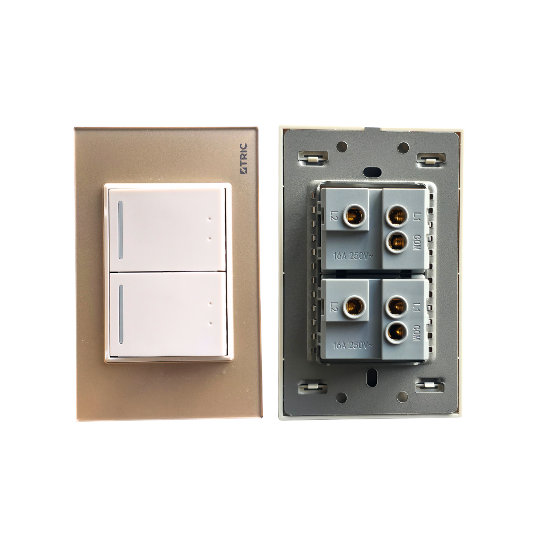 Interruptor doble de 3 vías 250V 16AMP - Rose gold