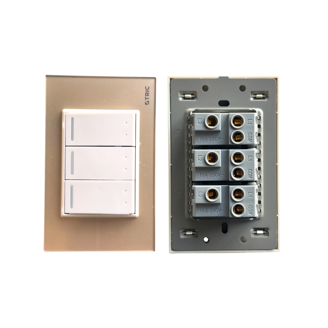 Interruptor triple de 3 vías 250V 16AMP - Rose gold