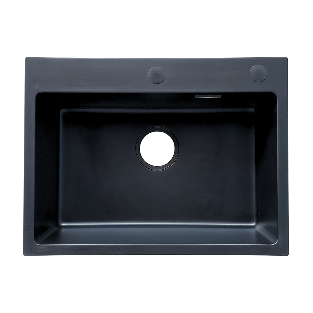 Fregadero VitaQuartz en compuesto de cuarzo negro mate – 60 × 45 cm