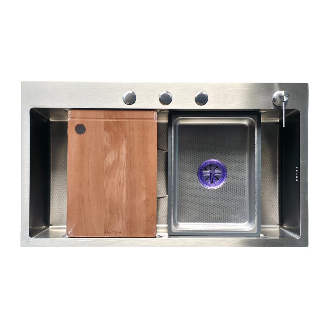 Kit de fregadero All in One en acero inoxidable satinado – 80 × 45 cm