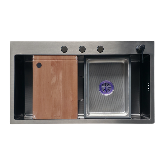 Kit de fregadero All in One en acero inoxidable gunmetal – 80 × 45 cm