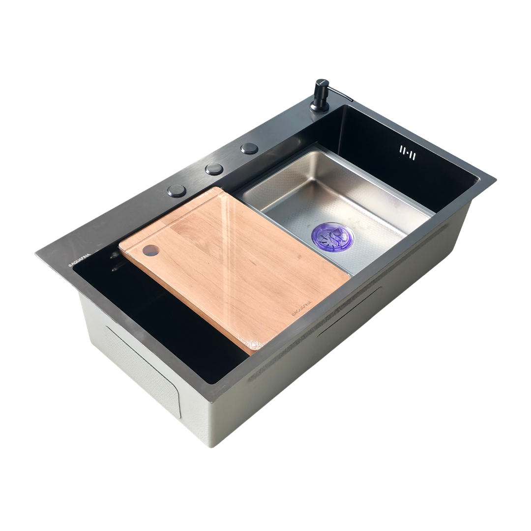 Kit de fregadero All in One en acero inoxidable gunmetal – 80 × 45 cm