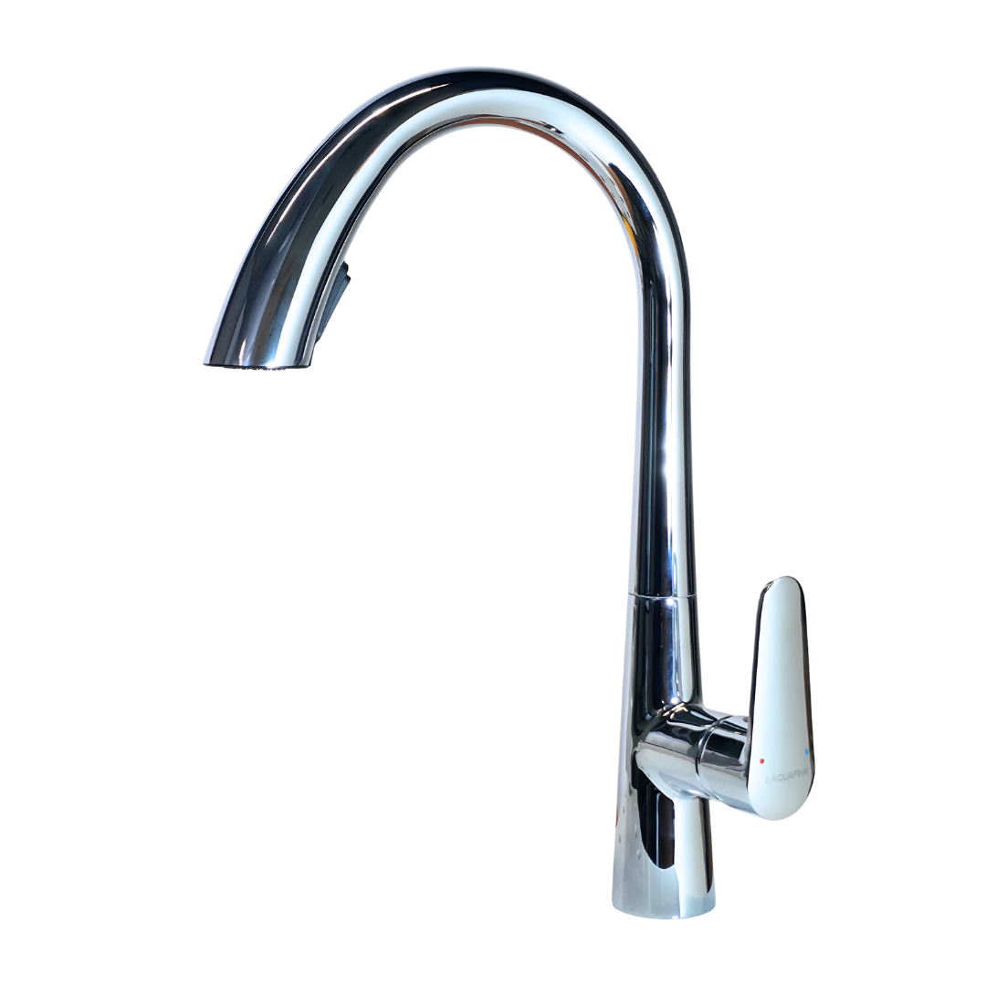 Grifo monomando para fregadero Zircón con cuello extensible en acero inoxidable cromado - Doble temperatura