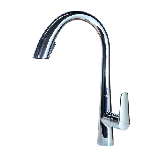 Grifo monomando para fregadero Zircón con cuello extensible en acero inoxidable cromado - Doble temperatura